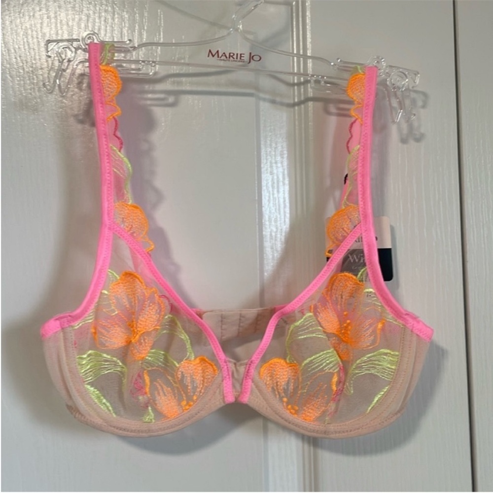 Marie Jo Women's Embroidered Bra - Pink and Orange - Picture 3 of 12